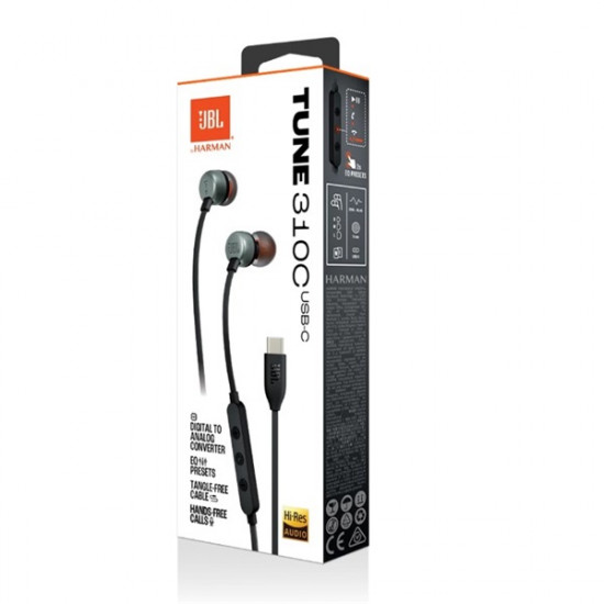 JBL T 310 C BLK vezetékes USB C mikrofonos fekete fülhallgató (JBLT310CBLK) JBL T 310 C BLK vezetékes USB C mikrofonos fekete fülhallgató (JBLT310CBLK)