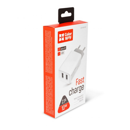 COLORWAY Hálózati töltő, AC Charger 2USB AUTO ID 2.1A (10W) white (CW-CHS015-WT) COLORWAY Hálózati töltő, AC Charger 2USB AUTO ID 2.1A (10W) white (CW-CHS015-WT)