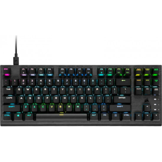 CORSAIR Vezetékes Billentyűzet Gaming, K60 PRO TKL RGB, Optical-Mechanical, Alumínium keret, US, fekete (CH-911D01A-NA)