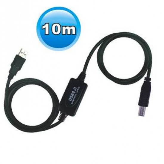 Wiretek USB  A-B aktív összekötő kábel 10m (VE595)