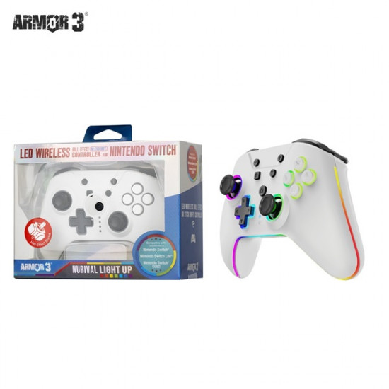 Armor3 M07619-WHHE NuRival Nintendo Switch/OLED vezeték nélküli Hall Effect Stick fehér kontroller (M07619-WHHE)