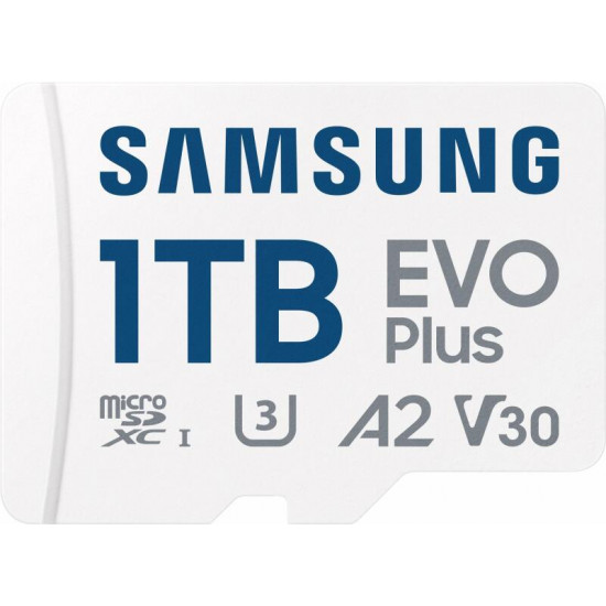 SAMSUNG EVO Plus 1TB microSDXC kártya, UHS-1, U3, V30, A2, + SD Adapter, R160/W Memóriakártya