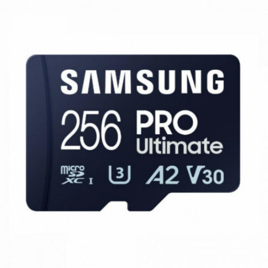 SAMSUNG PRO Ultimate 256GB microSD with Reader, Class 10, V30, A2, Grade 3 (U3), R200/W130, +Adapter Memóriakártya