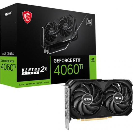 MSI RTX 4060 TI VENTUS 2X BLACK 8GB DDR6 OC PCI-Ex16x nVIDIA Videokártya MSI RTX 4060 TI VENTUS 2X BLACK 8GB DDR6 OC PCI-Ex16x nVIDIA Videokártya