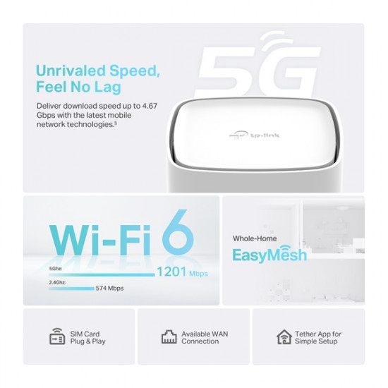 TP-LINK Archer NX200 Dual Band AX1800 1xWAN/LAN(1000Mbps) + 2xLAN(1000Mbps), 4G/5G Modem + Wireless Router TP-LINK Archer NX200 Dual Band AX1800 1xWAN/LAN(1000Mbps) + 2xLAN(1000Mbps), 4G/5G Modem + Wireless Router