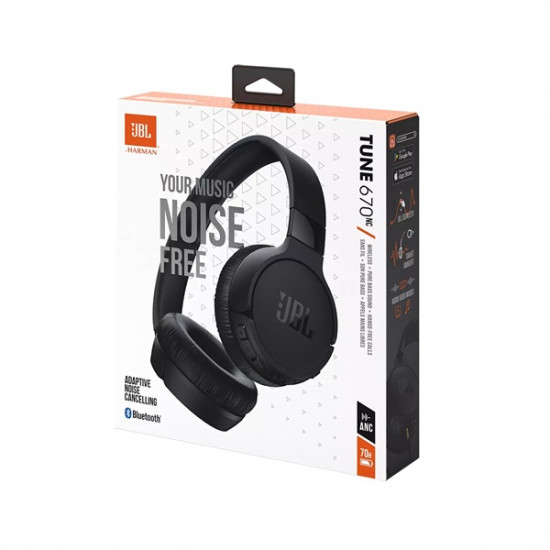 JBL T670 NC BLK Bluetooth zajszűrős fekete fejhallgató (JBLT670NCBLK)