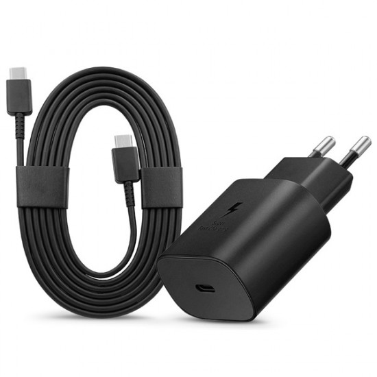 Samsung gyári hálózati töltő adapter TypeC bemenet 1,8 m TypeC kábel 25W EPTA800EBE EPDW767JBE fekete ECO csom Samsung gyári hálózati töltő adapter TypeC bemenet 1,8 m TypeC kábel 25W EPTA800EBE EPDW767JBE fekete ECO csom