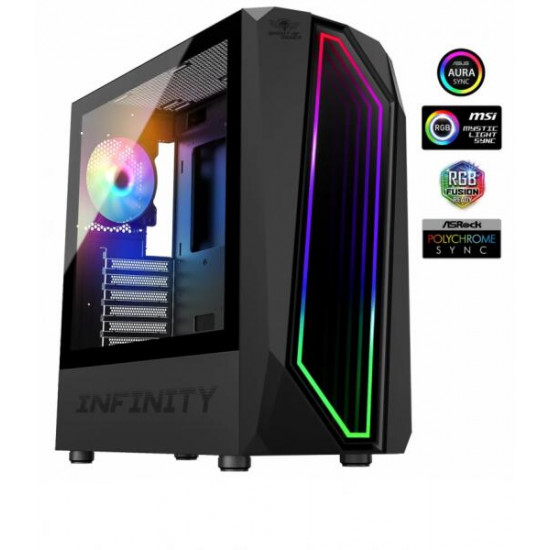 Spirit of Gamer INFINITY Black RGB fekete ablakos táp nélküli ATX ház Spirit of Gamer INFINITY Black RGB fekete ablakos táp nélküli ATX ház