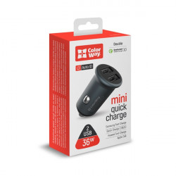 COLORWAY Autós töltő, CW-CHA036Q-GR 2USB Quick Charge 3.0 (36W) szürke
