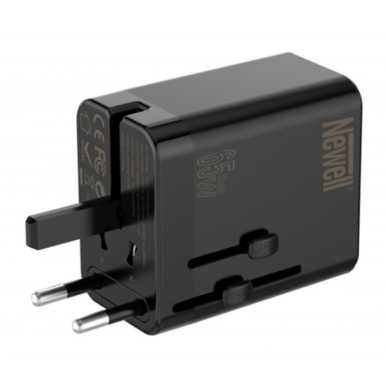 NEWELL GAN gyorstöltő adapter utazáshoz, 65W, AC aljzat, 1 db USB-A port 2 db USB-C port, kivehető dugók NEWELL GAN gyorstöltő adapter utazáshoz, 65W, AC aljzat, 1 db USB-A port 2 db USB-C port, kivehető dugók