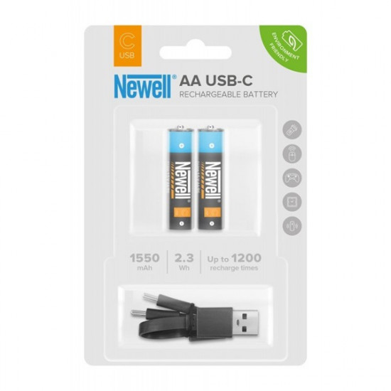 NEWELL USB-C 1550 ceruza elem akkumulátor, R6, AA,  tartozék USB-A / USB-C kábel, 40 hónap garancia