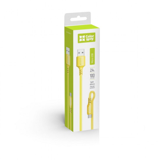 COLORWAY Kábel, USB - MicroUSB (soft silicone) 2.4A 1m sárga COLORWAY Kábel, USB - MicroUSB (soft silicone) 2.4A 1m sárga
