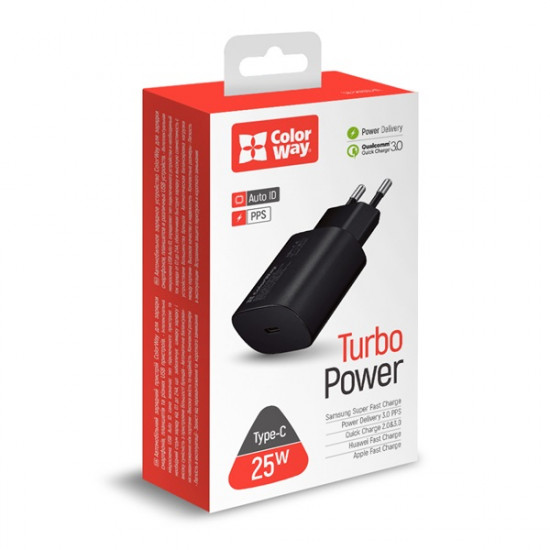 COLORWAY USB töltő adapter, Power Delivery Port PPS USB Type-C (25W) fekete (CW-CHS033PD-BK) COLORWAY USB töltő adapter, Power Delivery Port PPS USB Type-C (25W) fekete (CW-CHS033PD-BK)