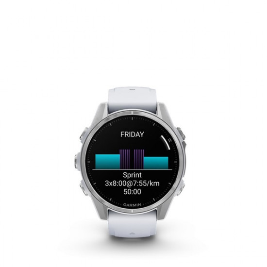 Garmin  fenix 8 AMOLED 43mm fehér szilikon pántos ezüst okosóra (010-02903-00)