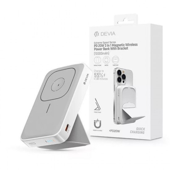 Devia Extreme Speed Series 3in1 Magnetic vezeték nélküli PD 20W 10.000 mAh fehér powerbank (ST395789) Devia Extreme Speed Series 3in1 Magnetic vezeték nélküli PD 20W 10.000 mAh fehér powerbank (ST395789)
