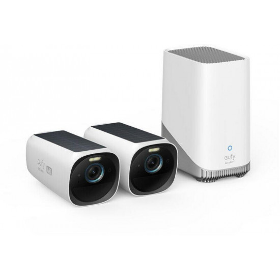 ANKER EUFYCAM3 S330 Biztonsági Kamera Rendszer (2+1), 4K, Napelemes, Arcfelismerés, WiFi-s, kültéri - T88713W1