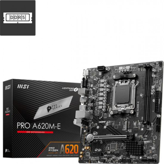 MSI PRO A620M-E AM5 AMD A620, mATX Alaplap