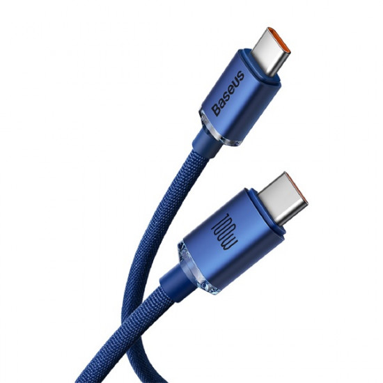 Baseus Crystal Shine Series CAJY000703 USB-C - USB-C 100 W, 2m, kék gyorstöltő kábel (BAS602901) Baseus Crystal Shine Series CAJY000703 USB-C - USB-C 100 W, 2m, kék gyorstöltő kábel (BAS602901)