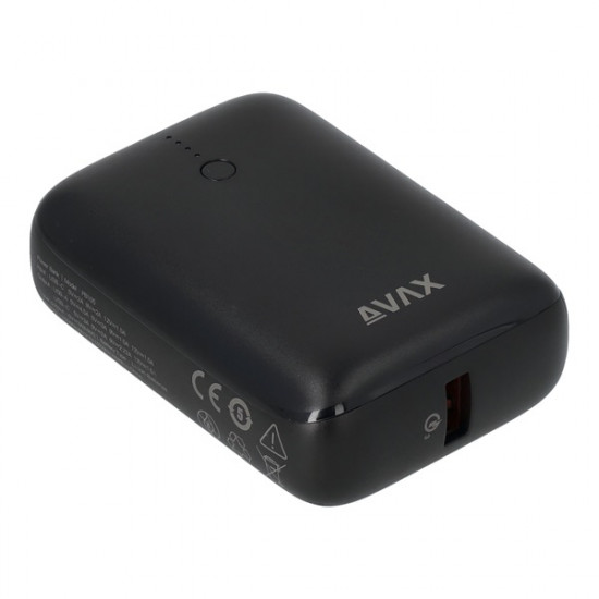 AVAX PB105B MINI 10000mAh Type C/PD 20W+QC 22.5W gyorstöltő fekete power bank AVAX PB105B MINI 10000mAh Type C/PD 20W+QC 22.5W gyorstöltő fekete power bank