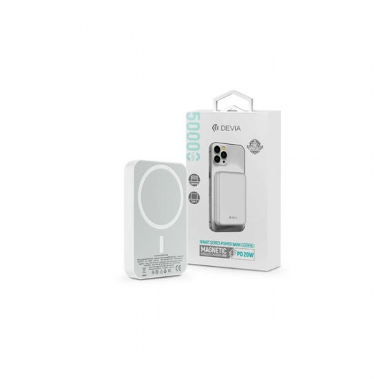 Devia ST362606 Kintone Series V2 20W Lightning + Type-C 5000 mAh MagSafe fehér power bank Devia ST362606 Kintone Series V2 20W Lightning + Type-C 5000 mAh MagSafe fehér power bank