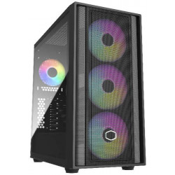 COOLER MASTER Ház ATX MasterBox 600, 4db ARGB Ventilátor, Tápegység nélkül, Üvegfalú, fekete