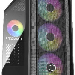 COOLER MASTER Ház ATX MasterBox 600, 4db ARGB Ventilátor, Tápegység nélkül, Üvegfalú, fekete