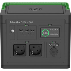 APC Schneider OFFGRID 500 hordozható akkumulátor állomás, 517Wh Lítium-ion, 2xSCHUKO, 3xUSB, 2x USB-C, Színuszos, LCD (PPS500-GR)