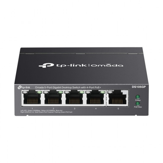 TP-LINK DS105GP Switch 5x1000Mbps(4xPOE) Fémházas (Omada)