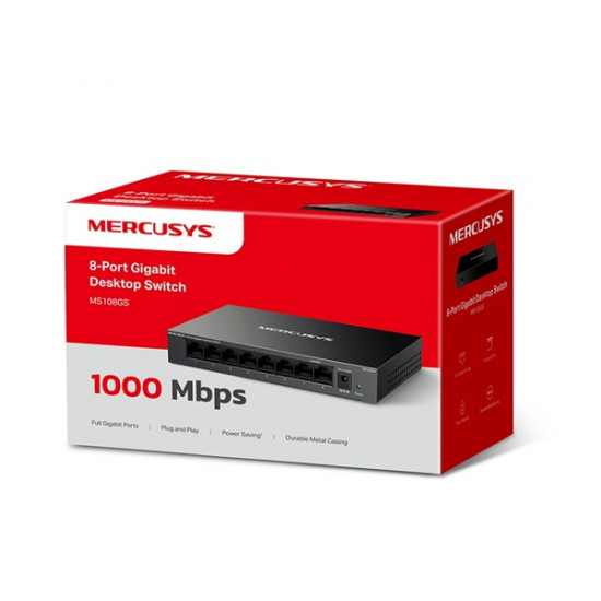 MERCUSYS MS108GS Switch 8x1000Mbps, Fémházas Asztali