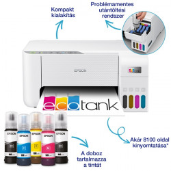 EPSON Tintasugaras nyomtató - EcoTank L3276 A4, MFP, színes, 5760x1440 DPI, 33 lap/perc, USB/Wifi (C11CJ67436)