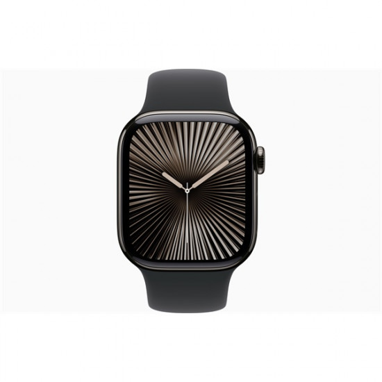 Apple Watch S10 Cellular (42mm) palaszürke titán tok, fekete sportszíj (S/M) okosóra Apple Watch S10 Cellular (42mm) palaszürke titán tok, fekete sportszíj (S/M) okosóra