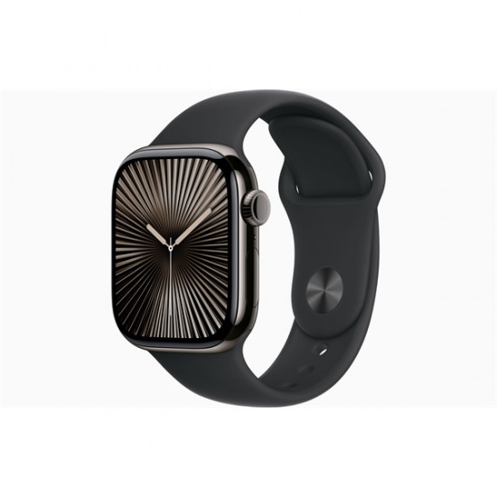 Apple Watch S10 Cellular (42mm) palaszürke titán tok, fekete sportszíj (S/M) okosóra Apple Watch S10 Cellular (42mm) palaszürke titán tok, fekete sportszíj (S/M) okosóra