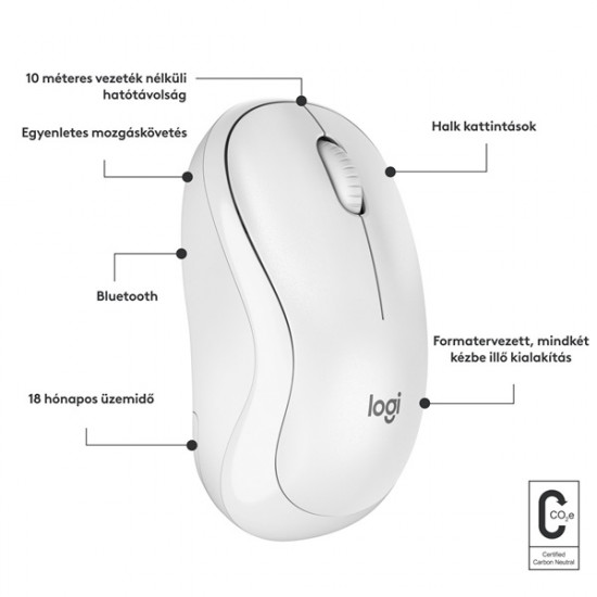 Logitech M240 Silent Bluetooth fehér egér Logitech M240 Silent Bluetooth fehér egér