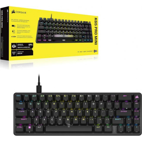 CORSAIR Vezetékes Billentyűzet Gaming, K65 PRO MINI RGB 65%, Optical-Mechanical, US, szürke