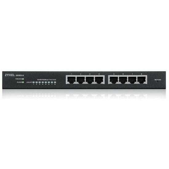 ZYXEL Switch 8x1000Mbps, Fémházas, Menedzselhető (8GbE port), GS1915-8-EU0101F ZYXEL Switch 8x1000Mbps, Fémházas, Menedzselhető (8GbE port), GS1915-8-EU0101F