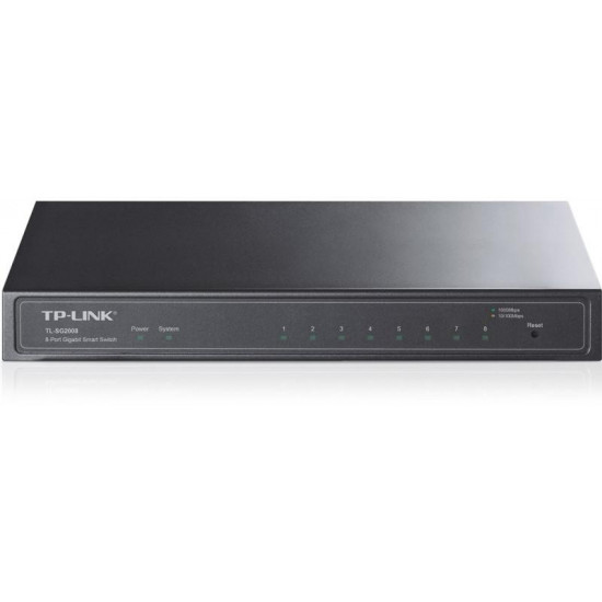 TP-LINK Switch 8x1000Mbps, Fémházas Asztali/Rackes, Menedzselhető, SG2008