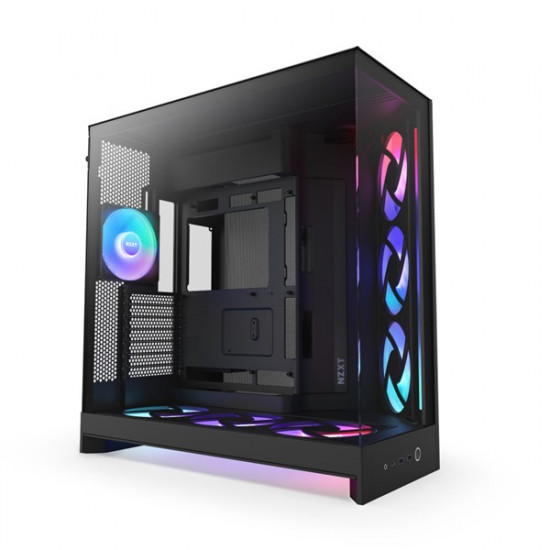 NZXT H9 Flow RGB+ 2025 fekete (táp nélküli) ablakos ATX ház