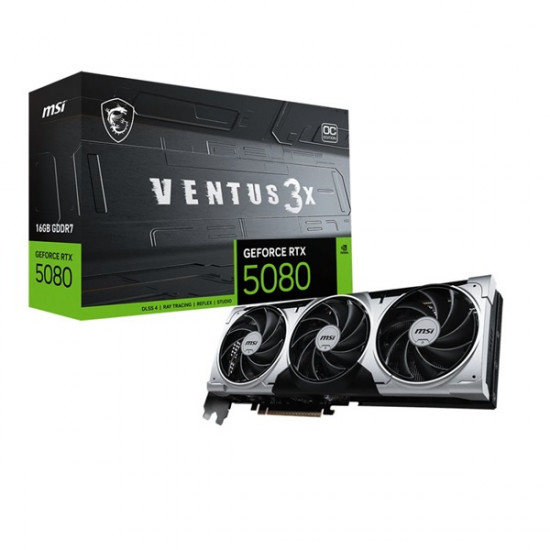 MSI RTX 5080 VENTUS 3X PLUS 16GB DDR7 OC Videokártya PCI-Ex16x nVIDIA
