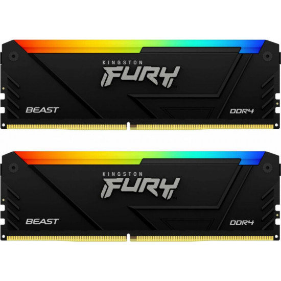 KINGSTON FURY Memória DDR4 64GB 3200MHz CL16 DIMM (Kit of 2) Beast RGB KINGSTON FURY Memória DDR4 64GB 3200MHz CL16 DIMM (Kit of 2) Beast RGB