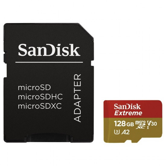 SANDISK EXTREME 128GB, 190/90 MB/s, A2 C10 V30 UHS-I U3 memóriakártya
