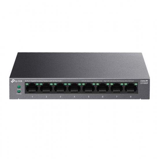 TP-LINK LS108GP Switch 8x1000Mbps(8xPOE) Fémházas