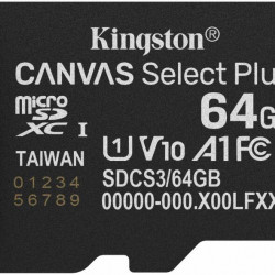 KINGSTON Canvas Select Plus Gen3 64GB 100R A1 Adaprer nélkül Memóriakártya MicroSDXC