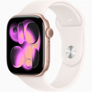 Apple Watch S11 GPS-es (46mm) rózsaarany alumínium tok, lágy rózsaszín M/L sportszíjas okosóra