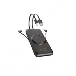 BLACKBIRD Power Bank P1 10000mAh, Digitális kijelző, USB + Type-C + Micro-USB + Lighning csatlakozó, Fekete