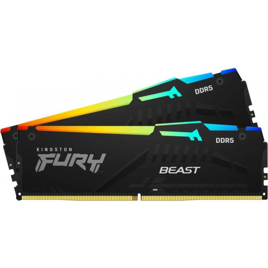 KINGSTON FURY Beast 64GB 6000MT/s CL36 DIMM (Kit of 2) RGB Memória DDR5 KINGSTON FURY Beast 64GB 6000MT/s CL36 DIMM (Kit of 2) RGB Memória DDR5