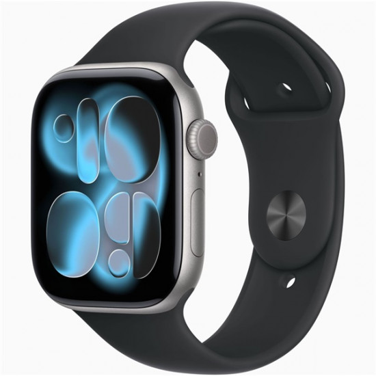 Apple Watch S11 GPS-es (46mm) asztroszürke alumínium tok, fekete S/M sportszíjas okosóra