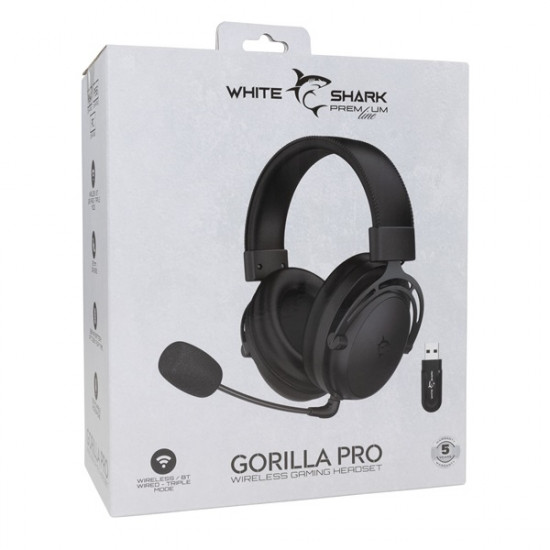 White Shark WGH-2443B Gorilla Pro vezeték nélküli fekete gamer fejhallgató