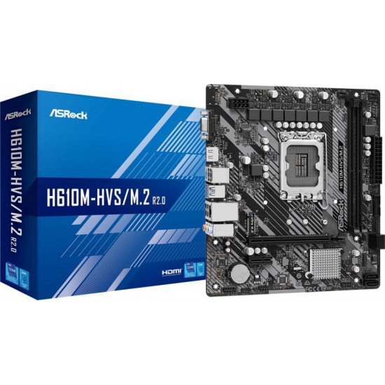 ASROCK Alaplap S1700 H610M-HVS/M.2 R2.0 INTEL H610, mATX ASROCK Alaplap S1700 H610M-HVS/M.2 R2.0 INTEL H610, mATX