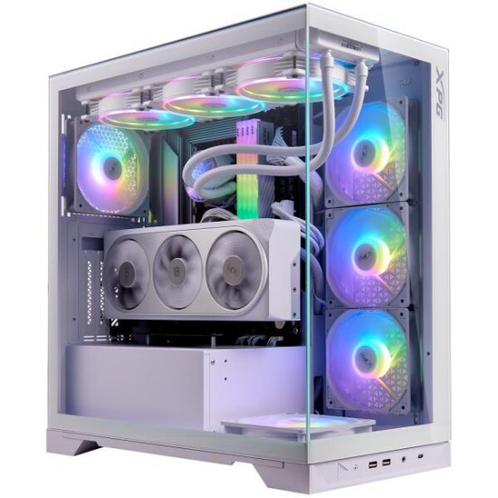ADATA XPG Invader X, 4x120mm RGB ventilátor, Tápegység nélkül, üvegfalú, fehér Ház Midi ATX ADATA XPG Invader X, 4x120mm RGB ventilátor, Tápegység nélkül, üvegfalú, fehér Ház Midi ATX