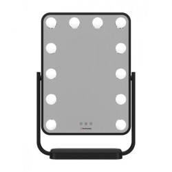 HUMANAS HM01 dönthető kozmetikai tükör, 12 db LED, érintőképernyő, 360°, teljesítmény, szín szabályozás, black